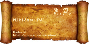 Miklóssy Pál névjegykártya